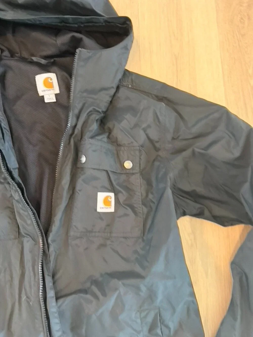 Men’s Carhartt hooded rain jacket Large Black